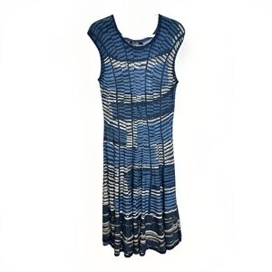 nic zoe dress Knit Abstract Art To Wear M Fit Flare NWT S191201 Blue Preppy Cute